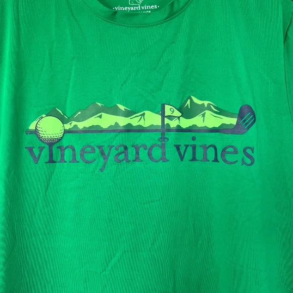 Vineyard Vines Men's Medium Performance Green Golf Short Sleeve Shirt Outdoor - Picture 2 of 4